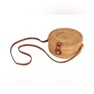 Wooden Straw Purse. Adjustable Strap